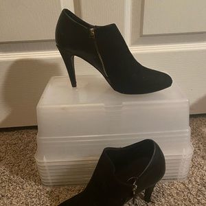 Black Booties with Gold zipper